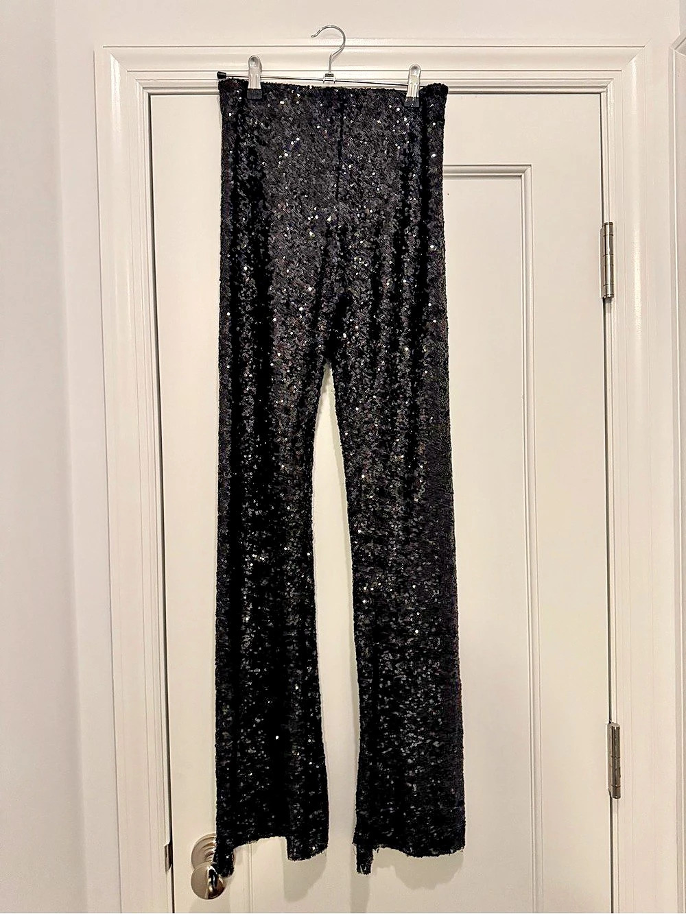 Black Sequin Flare Pants Size Medium